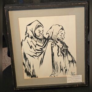 Brother Aaron & Brother Thomas Vintage Pen And Ink By Joyce Hawkins(Signed)